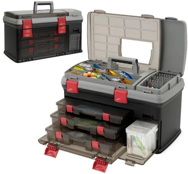 Main image of 5 Layers Tackle Box, Fishing Tackle Box Organizer with Top Storage, 3 Removable Utility Boxes & Adjustable Dividers, Tackle Storage Box Portable Tool Box for Fishing