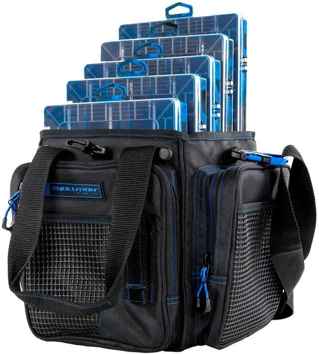 Main image of Drift Series Topless Vertical Tackle Bag Outdoor Rucksack w/ 5 Fishing Tackle Trays, Padded Handle and Shoulder Strap, Plier Holster, Tackle Carrying Case