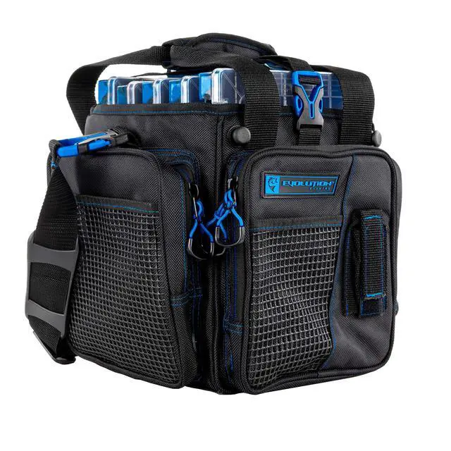 Alt view image 2 of 5 - Drift Series Topless Vertical Tackle Bag Outdoor Rucksack w/ 5 Fishing Tackle Trays, Padded Handle and Shoulder Strap, Plier Holster, Tackle Carrying Case
