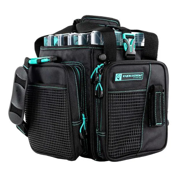 Alt view image 2 of 5 - Drift Series Topless Vertical Tackle Bag Outdoor Rucksack w/ 5 Fishing Tackle Trays, Padded Handle and Shoulder Strap, Plier Holster, Tackle Carrying Case