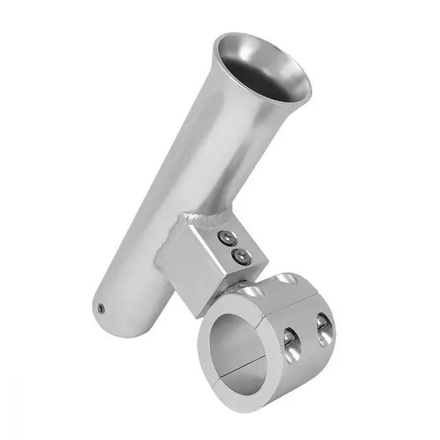 Alt view image 2 of 7 - Fishmaster Adjustable T-Top Rod Holder - Marine Grade Aluminum, Rail Mount, Universal Fit - Black/White/Silver