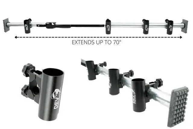 Alt view image 7 of 7 - Dev Fishing RB 100 Truck Bed Aluminum Adjustable Rod Rack Pole Holder x4