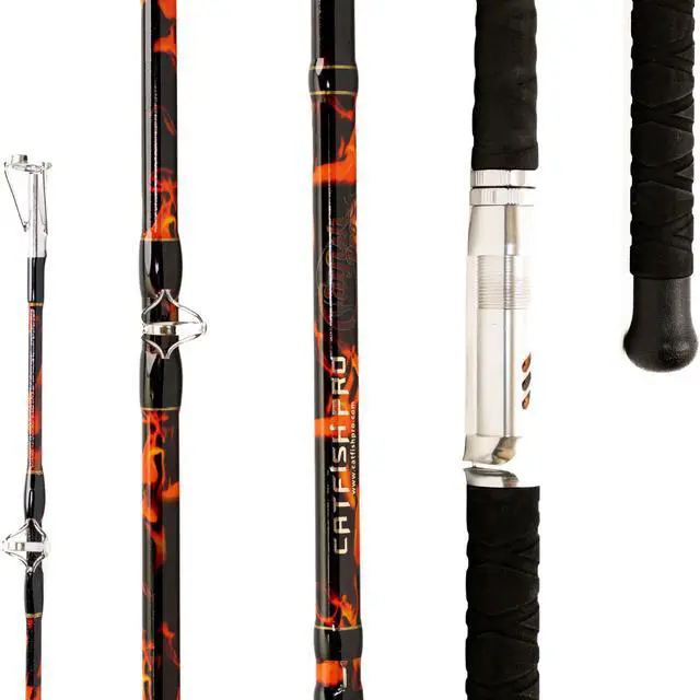 Main image of Black Dragon Fire Glow Rod 7'6" One-Piece Spinning or Casting, M, MH, H Action, Sun-Activated Glow-in-the-Dark Rod, Anti-Slip Super Grip Handle, Stainless Steel Guides, Aluminum Reel Seat