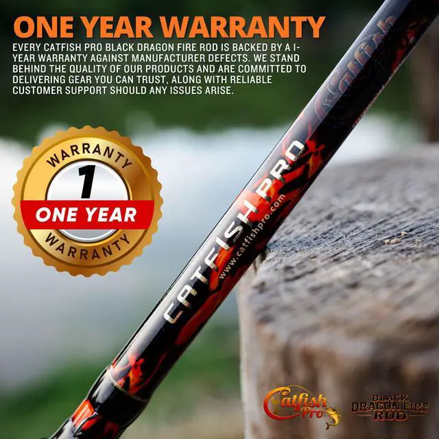 Alt view image 7 of 7 - Black Dragon Fire Glow Rod 7'6" One-Piece Spinning or Casting, M, MH, H Action, Sun-Activated Glow-in-the-Dark Rod, Anti-Slip Super Grip Handle, Stainless Steel Guides, Aluminum Reel Seat