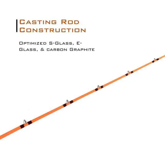 Alt view image 3 of 7 - Tournament Series Casting Rod - 7'6" One-Piece Rod with S-Glass, E-Glass & Carbon Graphite Construction, Super Grip, Glow Tip, Heavy-Duty Stainless-Steel Guides - Ideal for Big Catfishing!