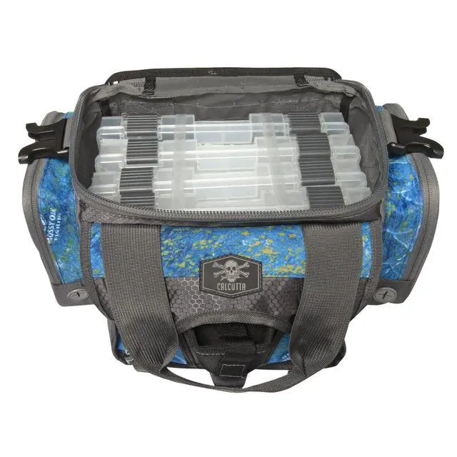 Alt view image 2 of 7 - Squall Tackle Bag | Mossy Oak Shoreline Pattern | 4 3600 Tackle Boxes | Durable Fishing Tackle Bag | Removable Shoulder Strap | External Storage Pockets