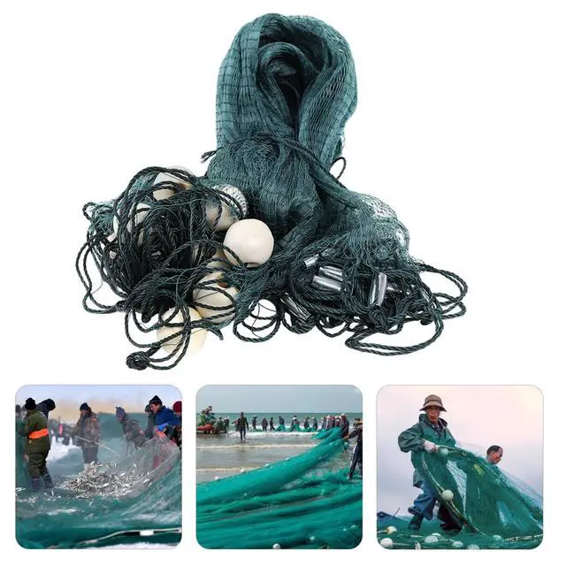 Alt view image 2 of 7 - 6.5 x 33ft / 10 x 65ft Fishing Drag Fish Net, Large Gill Fishing Net, Hand Made Nylon Beach Seine Nets, High Density Mesh Fishing Equipment Beach Drag for Fishing at Ponds, Creeks, Rivers, Sea, Lake