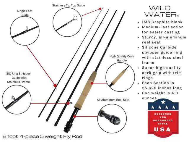 Alt view image 2 of 7 - Fly Fishing AX Series Fly Rod | IM8 Graphite Blank | 3/4/5/6/7/8/9/10/12 wt Rods | 56/7/8/9/10/11 ft | Lightweight Pole Medium Fast Action