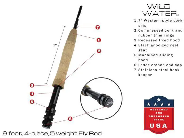 Alt view image 3 of 7 - Fly Fishing AX Series Fly Rod | IM8 Graphite Blank | 3/4/5/6/7/8/9/10/12 wt Rods | 56/7/8/9/10/11 ft | Lightweight Pole Medium Fast Action