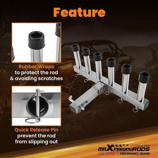 Alt view image 7 of 7 - Fishing Rod Holder with 2" Hitch Receiver