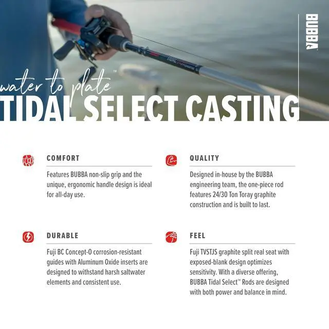 Alt view image 4 of 7 - Tidal Select 7'6" Medium Fast Inshore Casting Rod with Non-Slip Grip, Fuji Reel'