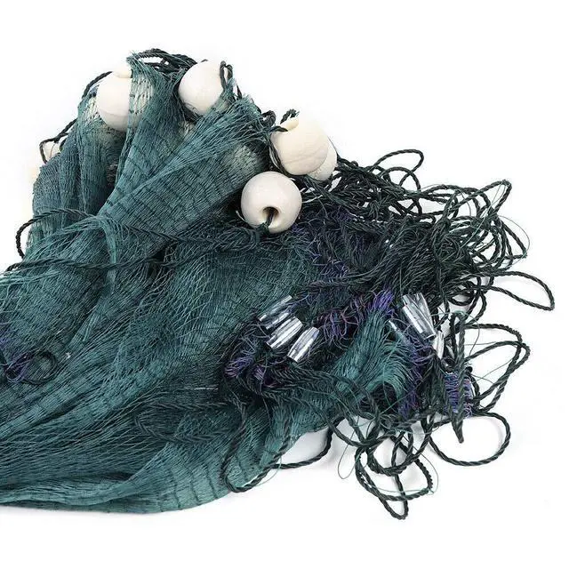 Alt view image 5 of 7 - Green Fishing Gill Nets Hand Made Beach Seine Drag Nets Fishing Equipment Trammel Net with PVC Foam Float Bobbers and Lead Sinkers (3x20M(10x65FT))