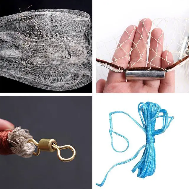 Alt view image 4 of 7 - Fishing Net Cast Nets for Fishing Easy Throw Casting Net Handmade Nylon Cast Net 8Ft/10Ft/11Ft/13Ft Height with Heavy Duty Iron Sinker