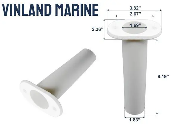 Alt view image 3 of 7 - White/Black Plastic Flush Mount 90° Boat Rod Holder, Vertical Flush Mount Rod Holders for Boats, Plastic Fishing Rod Holders, Jon Boat Rod Holders, Kayak Fishing Rod Holder