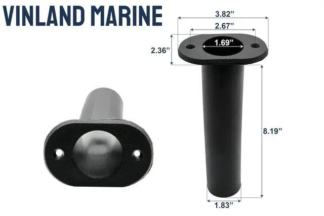 Alt view image 2 of 7 - White/Black Plastic Flush Mount 90° Boat Rod Holder, Vertical Flush Mount Rod Holders for Boats, Plastic Fishing Rod Holders, Jon Boat Rod Holders, Kayak Fishing Rod Holder