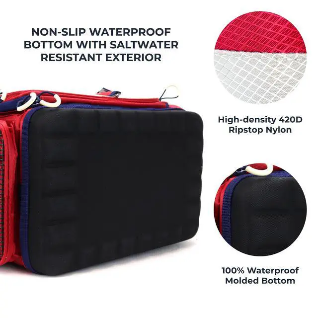 Alt view image 5 of 7 - Fishing Tackle Bag with Tackle Boxes, Saltwater Fishing Gear Bag, Tackle Box Organizer with Waterproof Non-Slip Bottom, Padded Shoulder Strap, and Fishing Pliers, Fishing Gifts for Men
