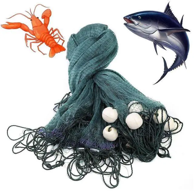 Main image of Hand Made Beach Seine/Drag Nets Fishing Nets, Fishing Gill Nets with PVC Foam Float Bobbers Lead Sinkers for Fishing
