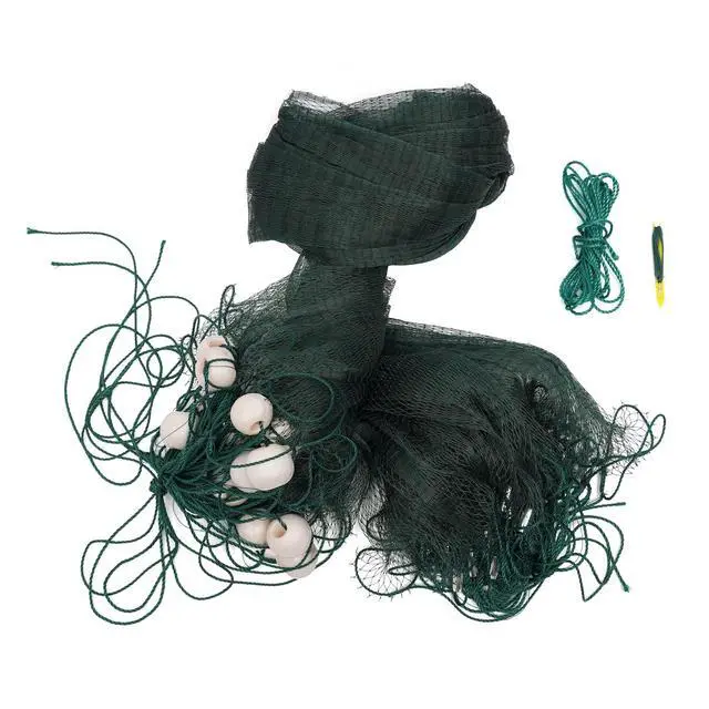 Alt view image 3 of 7 - Heavy-duty Polyethylene Fishing Net with Floats ~10'x65'/6.5'x33' Fishing Cast Monofilament Net Beach Seine Net ~ Green