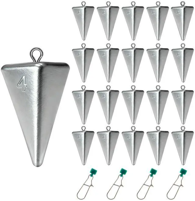 Main image of Pyramid Sinkers Fishing Weights Assortment 1oz-4oz, Surf Casting Sinkers for Saltwater Beach Fishing, Triangle Lead Weights Anti Roll Strong Hold