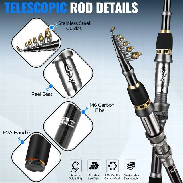 Alt view image 3 of 7 - Fishing Gear - Telescopic Fishing Rod and Reel Combo with Tackle Box, Collapsible Rod and Lures Box, Travel Fish Pole Starter Kit, Fishing Accessories Tackle Lure Kit Gifts for Men Bass Trout
