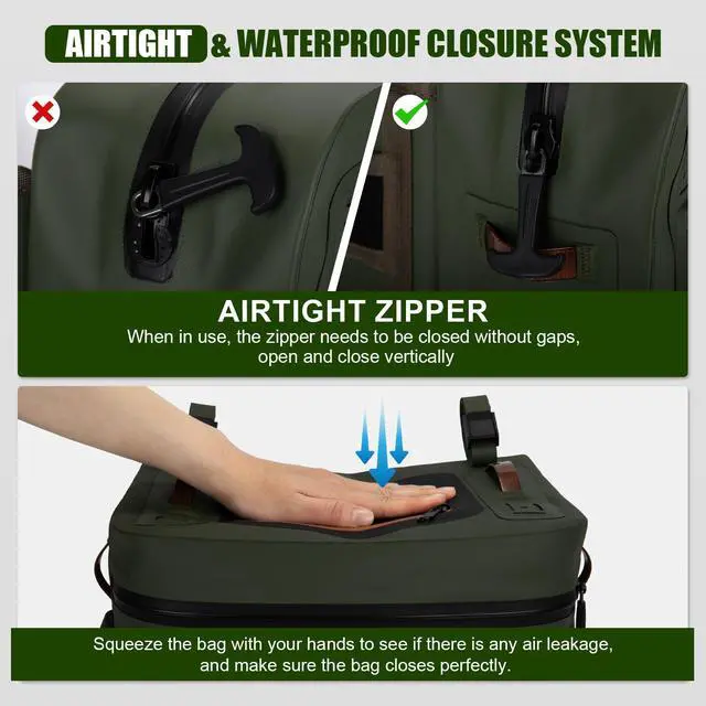 Alt view image 7 of 7 - Waterproof Fishing Waist Pack,IPX8 840D TPU Large Tackle Bags with Rod Holder,Airtight Zipper,Detachable Water Bottle Holder, 10L Fly Fishing Bag with Adjustable Strap, Wader Bag Included