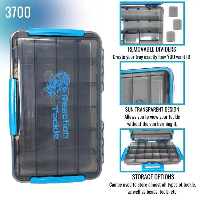 Alt view image 4 of 5 - Premium Tackle Trays, Water Resistant Fishing Tackle Box Organizers with Triple Clip Closure, Removable Dividers and Clear View Design - 3700 (3-Pack)