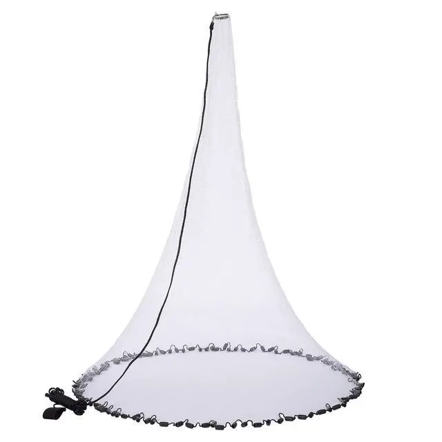 Alt view image 2 of 7 - American Saltwater Fishing Cast Net 3/8 1/4-Inch Mesh 4ft 6ft 8ft Radius, 1-Pound Per Foot, for Bait Fish with Utility Bucket Casting