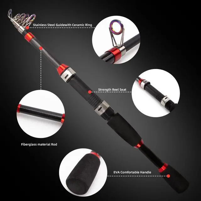 Alt view image 2 of 5 - Collapsible Fishing Rod and Reel Combo, Telescopic Fishing Rod with Spinning Reel, Portable Collapsible Fishing Pole Kit for Saltwater and Freshwater Ideal Fishing Gift