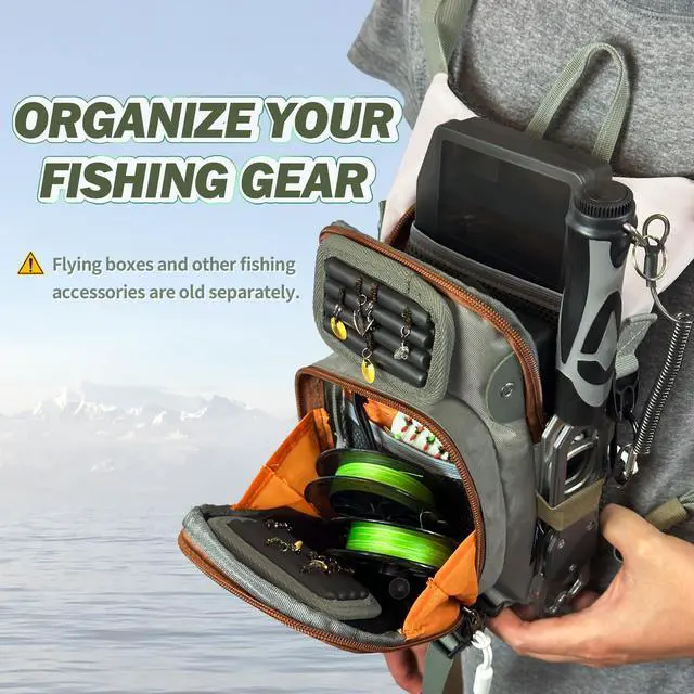 Alt view image 3 of 7 - Fly Fishing Chest Pack,Outdoor Waterproof fishing Tackle Chest Bag with Multiple Compartments, Small Wade fishing,Can accommodate multiple fishing equipment/flying boxes