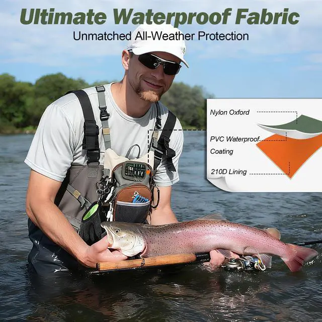 Alt view image 6 of 7 - Fly Fishing Chest Pack,Outdoor Waterproof fishing Tackle Chest Bag with Multiple Compartments, Small Wade fishing,Can accommodate multiple fishing equipment/flying boxes