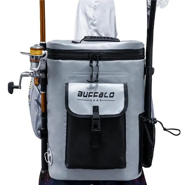 Alt view image 3 of 7 - Fish Cooler Backpack 32Qt Waterproof Fishing Backpack Cooler Portable Fish Bag, Keep Ice Cold More Than 24 Hours
