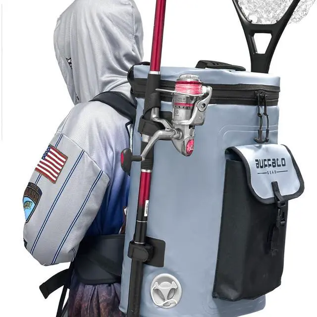 Alt view image 4 of 7 - Fish Cooler Backpack 32Qt Waterproof Fishing Backpack Cooler Portable Fish Bag, Keep Ice Cold More Than 24 Hours