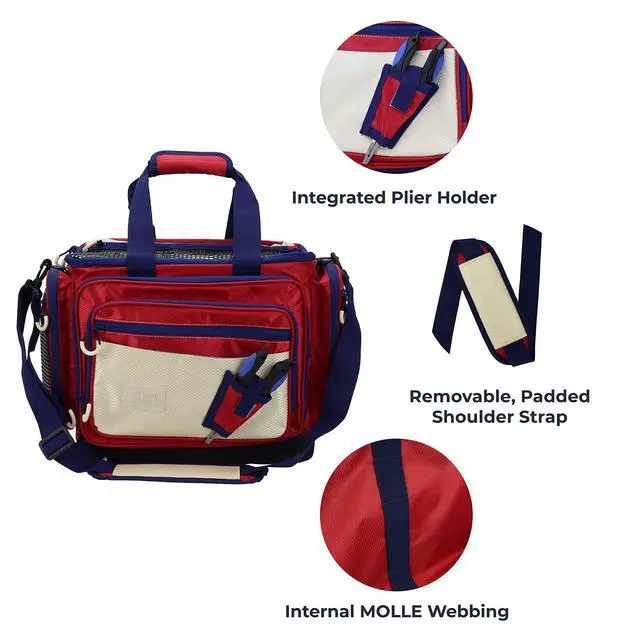 Alt view image 3 of 7 - Fishing Tackle Bag with Tackle Boxes, Saltwater Fishing Gear Bag, Tackle Box Organizer with Waterproof Non-Slip Bottom, Padded Shoulder Strap, and Fishing Pliers, Fishing Gifts for Men