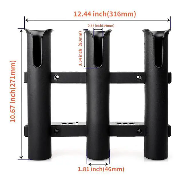 Alt view image 2 of 6 - Fishing Rod Holder Bracket, Tube 3 Rod Rack, Fishing Rod for Boat Kayak Garage Storage or Truck with Screws Side-Mount