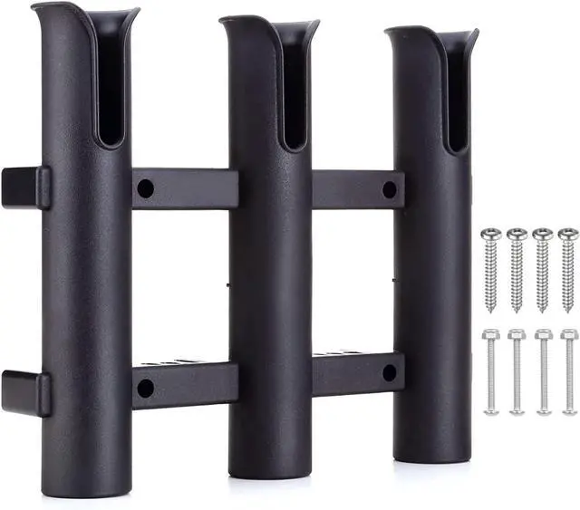 Main image of Fishing Rod Holder Bracket, Tube 3 Rod Rack, Fishing Rod for Boat Kayak Garage Storage or Truck with Screws Side-Mount