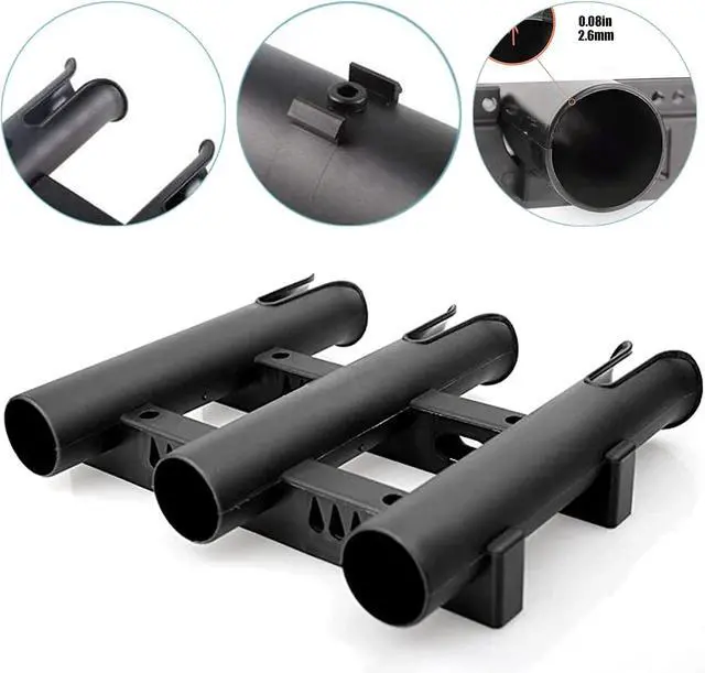 Alt view image 4 of 6 - Fishing Rod Holder Bracket, Tube 3 Rod Rack, Fishing Rod for Boat Kayak Garage Storage or Truck with Screws Side-Mount