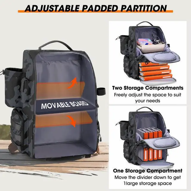 Alt view image 5 of 7 - Fishing Backpack with Rod Holders & Cooler 40L Water Resistant Tackle Backpack with Rain Cover Store Fishing Gear