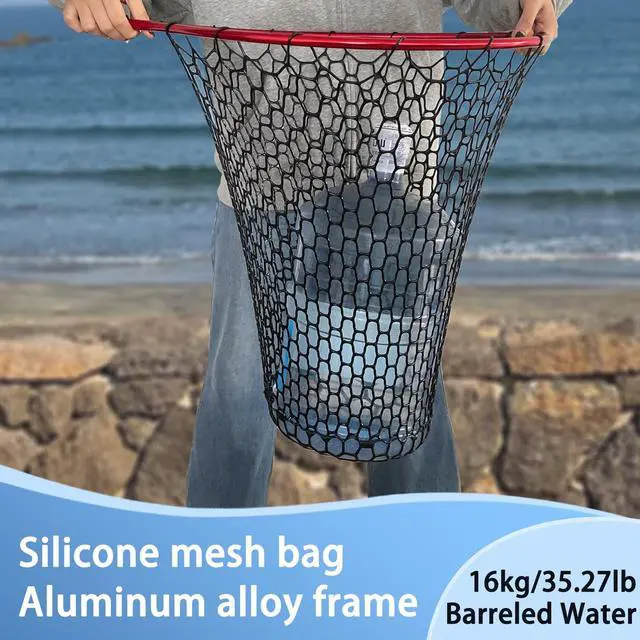 Alt view image 5 of 7 - All Metal Telescoping Rubber Fishing Net with Handle Length: 59" Depth:19.7" Hoop: 26"x18" Large Silicone Fish Landing Net Pier/Kayak/Fishpond/Saltwater/Salmon Extendable Fishing Gear