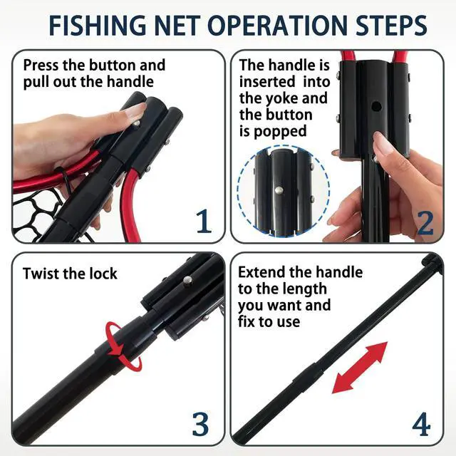 Alt view image 7 of 7 - All Metal Telescoping Rubber Fishing Net with Handle Length: 59" Depth:19.7" Hoop: 26"x18" Large Silicone Fish Landing Net Pier/Kayak/Fishpond/Saltwater/Salmon Extendable Fishing Gear