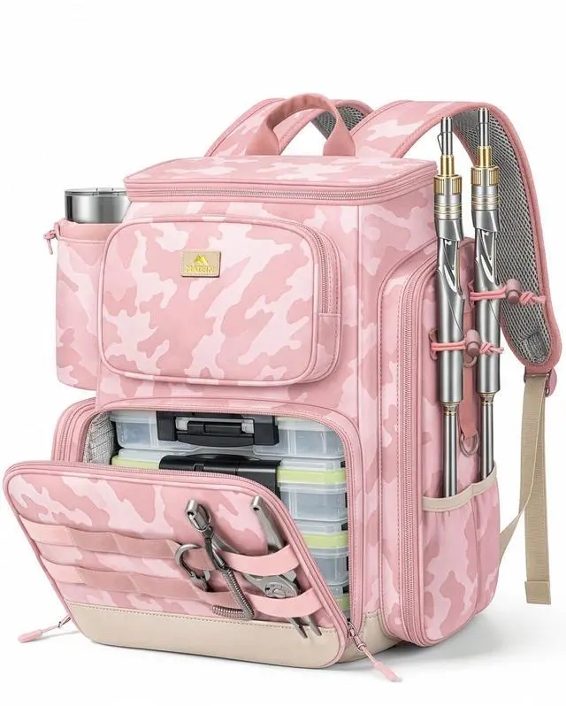 Main image of Pro Fishing Backpack with 4 Tackle Boxes, 3600 Tackle Box Backpack | Fishing Bag with Rod Holder, Tackle Backpack with Large Side Gear Storage & Insulated Cooler Compartment, Fishing Gifts