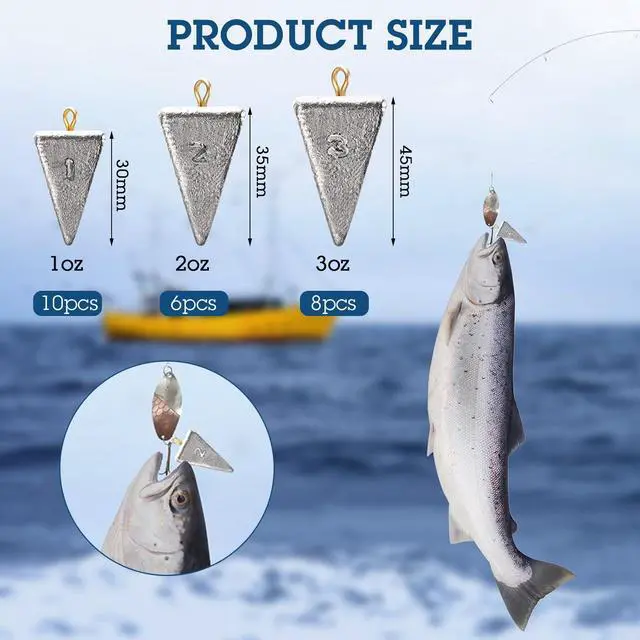 Alt view image 2 of 7 - Fishing Weights Sinker Kit Rig Pyramid Fishing Sinker Catfish for Freshwater Saltwater Bass Casting Surf Tackle Assortment in 1, 3, 4, 6 oz
