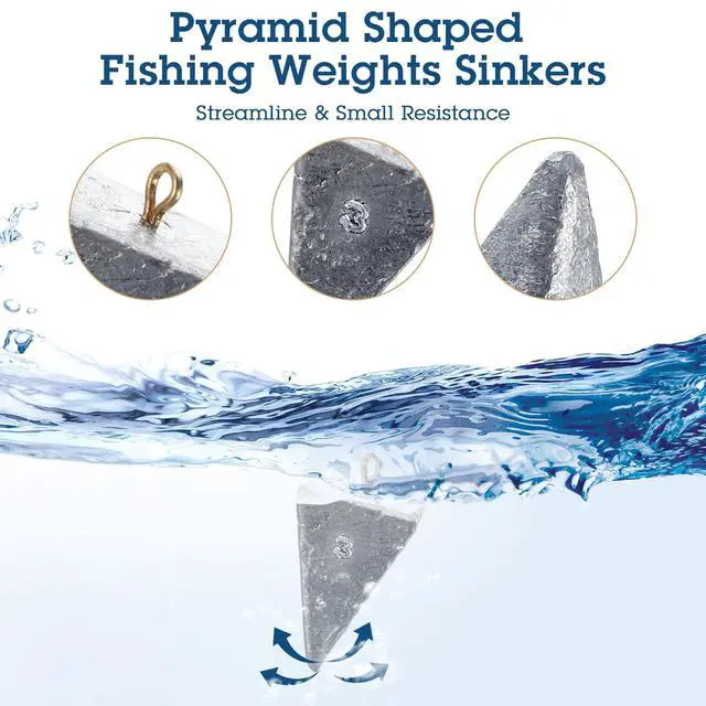 Alt view image 5 of 7 - Fishing Weights Sinker Kit Rig Pyramid Fishing Sinker Catfish for Freshwater Saltwater Bass Casting Surf Tackle Assortment in 1, 3, 4, 6 oz
