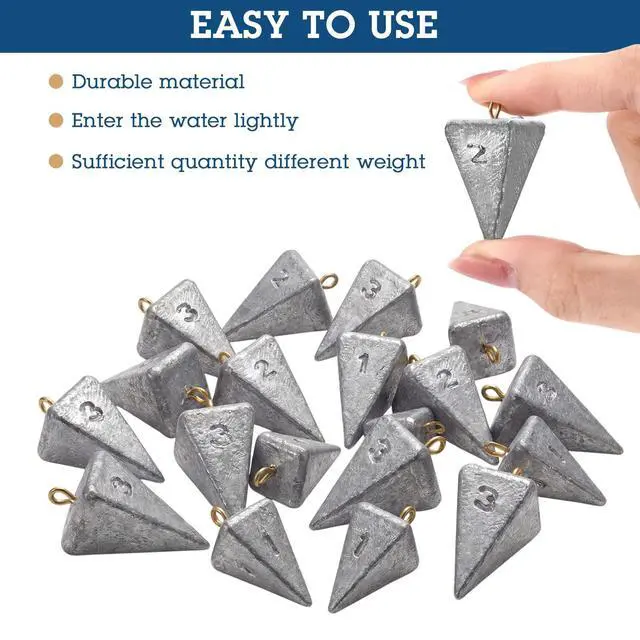 Alt view image 7 of 7 - Fishing Weights Sinker Kit Rig Pyramid Fishing Sinker Catfish for Freshwater Saltwater Bass Casting Surf Tackle Assortment in 1, 3, 4, 6 oz