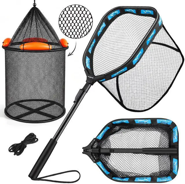 Main image of Fishing Net with Floating Fish Basket 8.6 Gallons, Fishing Gear Kit with Foldable Fish Landing Net and Collapsible Minnow Bucket for Kayak Boat Bass Catfish Trout Crappie
