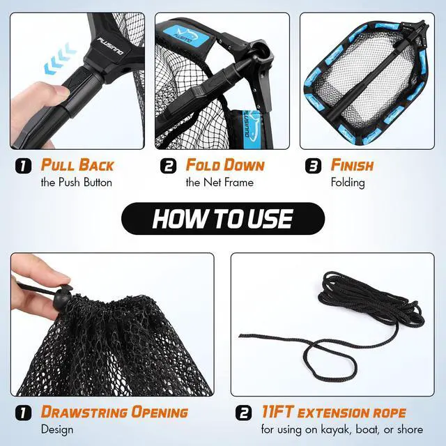 Alt view image 5 of 7 - Fishing Net with Floating Fish Basket 8.6 Gallons, Fishing Gear Kit with Foldable Fish Landing Net and Collapsible Minnow Bucket for Kayak Boat Bass Catfish Trout Crappie