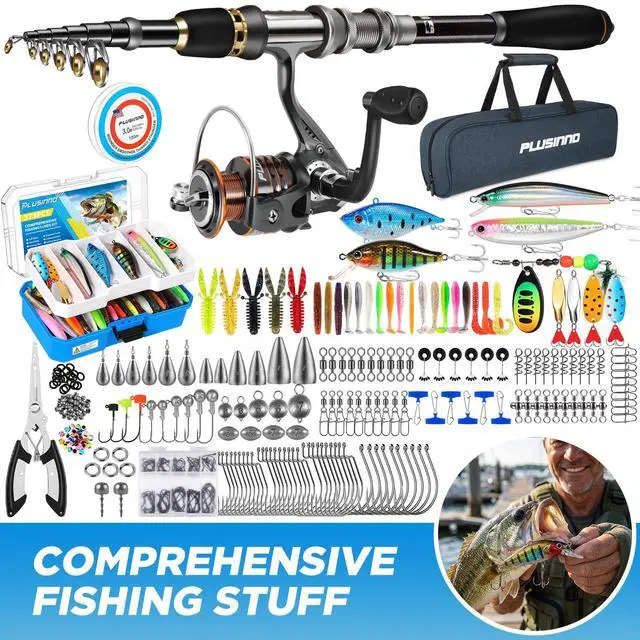 Alt view image 6 of 7 - Fishing Gear - Telescopic Fishing Rod and Reel Combo with Tackle Box, Collapsible Rod and Lures Box, Travel Fish Pole Starter Kit, Fishing Accessories Tackle Lure Kit Gifts for Men Bass Trout