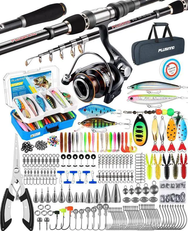 Main image of Fishing Gear - Telescopic Fishing Rod and Reel Combo with Tackle Box, Collapsible Rod and Lures Box, Travel Fish Pole Starter Kit, Fishing Accessories Tackle Lure Kit Gifts for Men Bass Trout