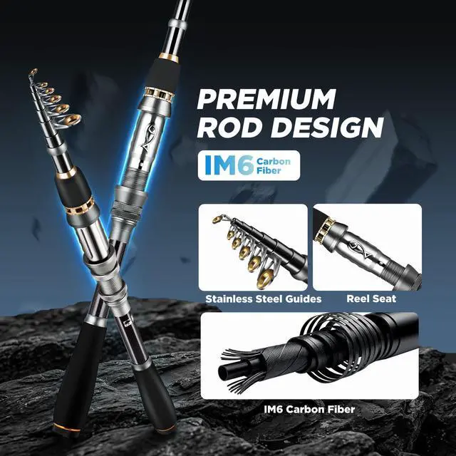 Alt view image 2 of 7 - Fishing Gear - Telescopic Fishing Rod and Reel Combo with Tackle Box, Collapsible Rod and Lures Box, Travel Fish Pole Starter Kit, Fishing Accessories Tackle Lure Kit Gifts for Men Bass Trout