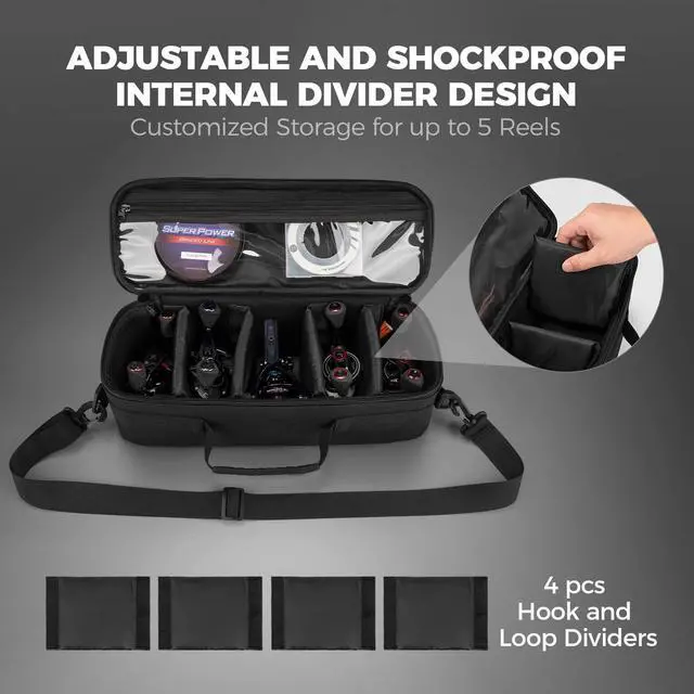 Alt view image 3 of 7 - Fishing Reel Case Medium & Large, Customize Storage, Shockproof Internal Divider Design, Rigid Structural Loadmaster System, Tough and Water-resistant, Keep Reels Protective, Two Size Options