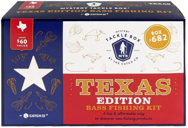 Main image of Mystery Tackle Box Texas Bass Elite Fishing Kit 7-9 Freshwater Baits for Largemouth, Smallmouth & More Includes Exclusive Texas Decal